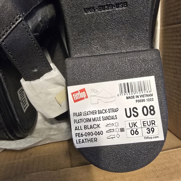FitFlop Pilar Leather Slingback-Strap Platform Sandals NWT in Box Black Size 8 - Picture 9 of 10
